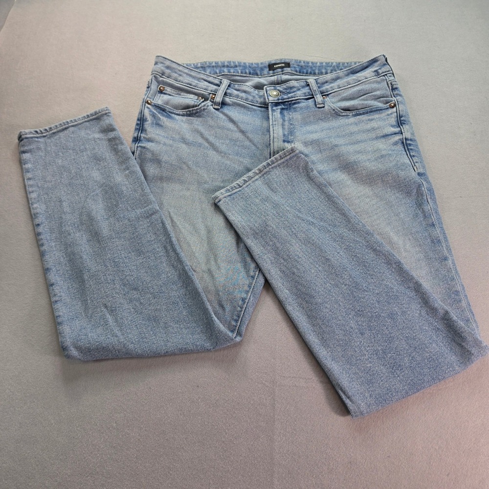 Express Mens Slim Fit Light Wash Blue Denim Jeans 34x30 ID 6622